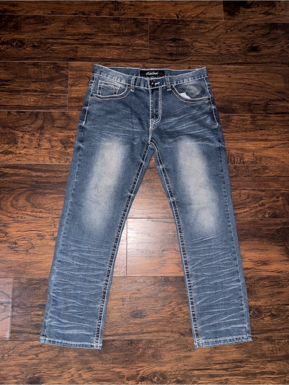 Men's Faded Blue Straight Jeans - Casual Everyday Fit